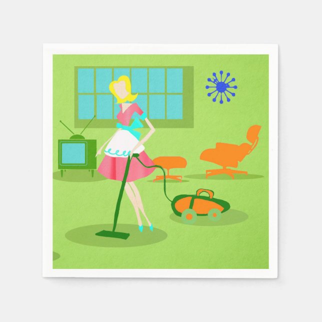 Serviette En Papier Mi-Siècle Moderne Rétro Papier ménager (Devant)