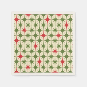 Serviette En Papier Mi-siècle Moderne Rétro Starbursts de Noël