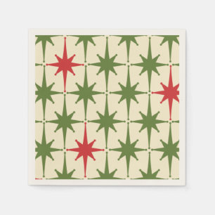 Serviette En Papier Mi-siècle Moderne Rétro Starbursts de Noël