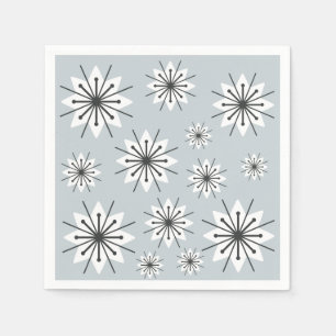 Serviette En Papier Mi-Siècle Moderne Snowflakes Silver