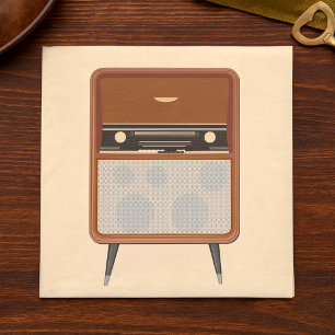 Serviette En Papier Mi-siècle Vintage Radio Retro Music Lover