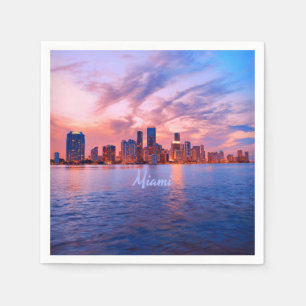 Serviette En Papier Miami Beach Floride City Skyline