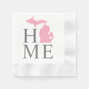 Serviette En Papier Michigan Accueil Rose et Grey Personnalisé City He