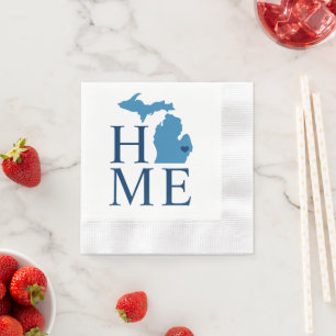 Serviette En Papier Michigan Home Blue and Navy Custom City Heart