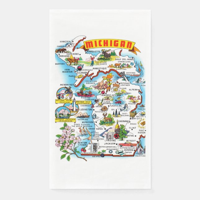 Serviette En Papier Michigan Map (Devant)