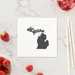 Serviette En Papier Michigan State Name Word Art Black