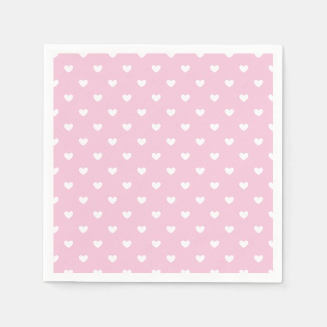 Serviette En Papier Micro cœurs blancs - Rose clair  (Devant)