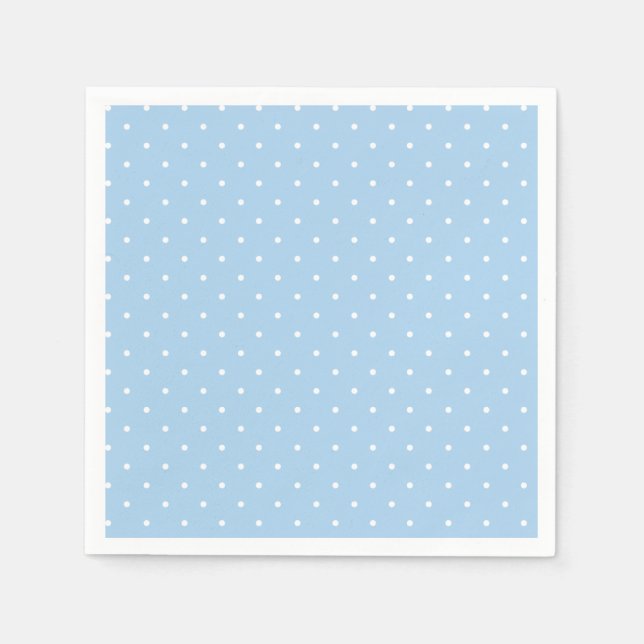 Serviette En Papier Micro pois blanc - Bleu bébé (Devant)