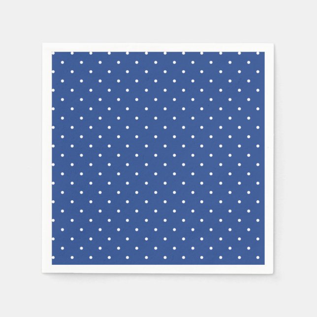 Serviette En Papier Micro pois blanc - Bleu vrai (Devant)