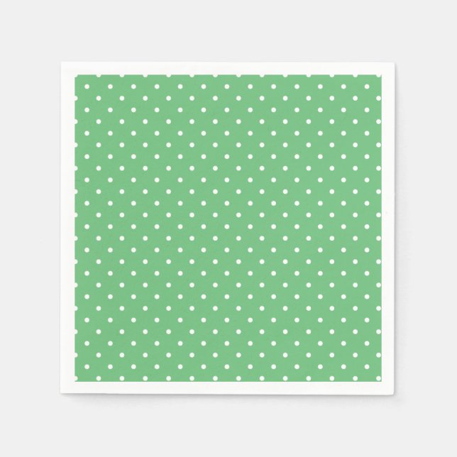 Serviette En Papier Micro pois blanc - Vert été (Devant)