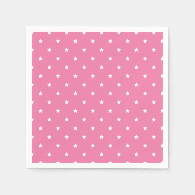 Serviette En Papier Micro Stars White - Fuchsia Pink (Devant)