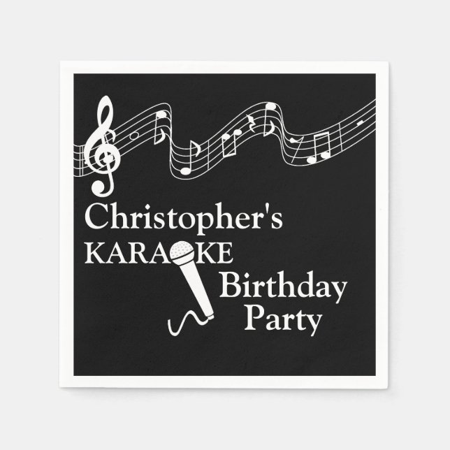 Serviette En Papier Microphone à échelle musicale du Karaoke Party (Devant)
