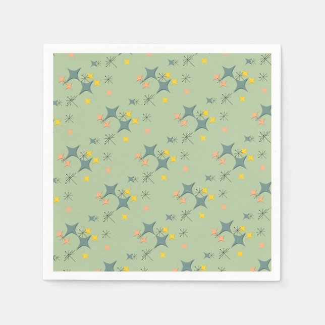 Serviette En Papier Mid Century Modern Eames atomique Starburts person (Devant)