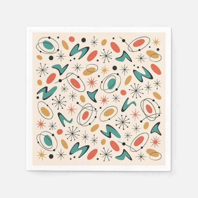 Serviette En Papier Mid Century Modern Starburst Pattern (Devant)