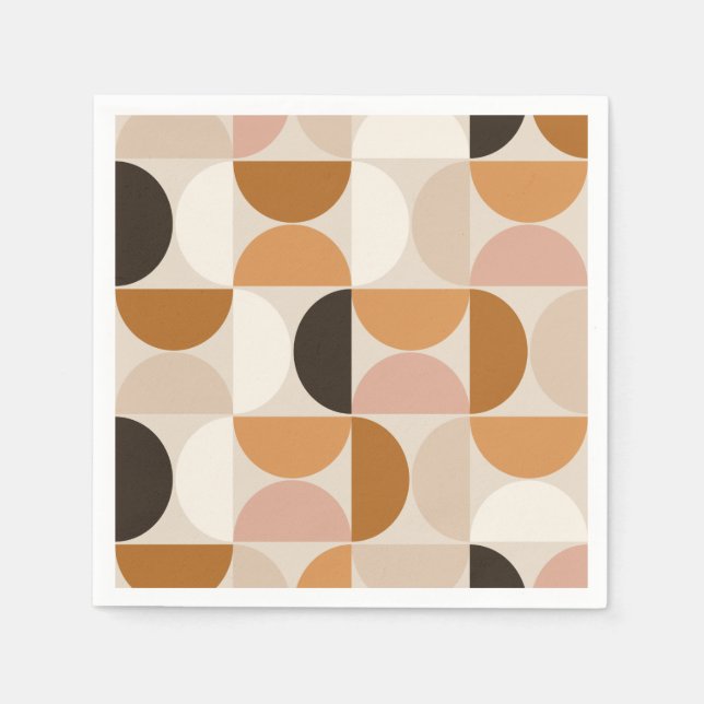 Serviette En Papier Mid Century Moderne Rétro Motif Brown Tons de la T (Devant)