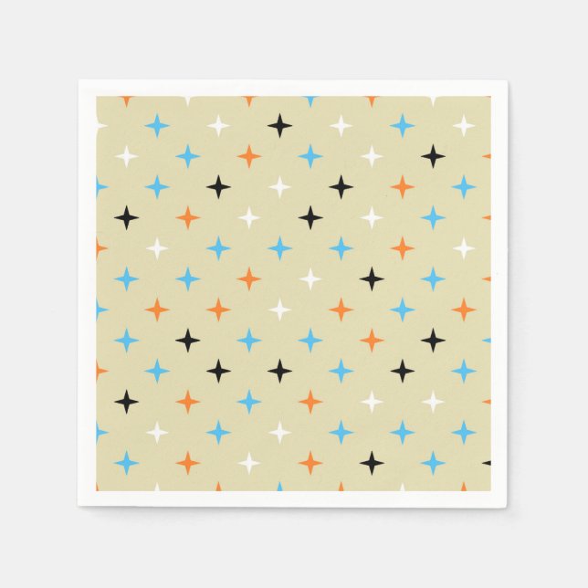 Serviette En Papier Mid Century Moderne Rétro Motif Starburst (Devant)