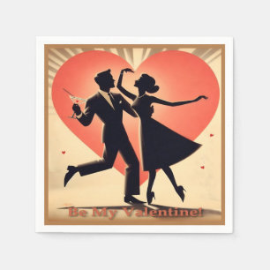 Serviette En Papier Mid Century Valentine Dancing Couple avec Martini