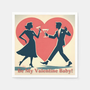 Serviette En Papier Mid Century Valentine Hip Martini Dancing Couple