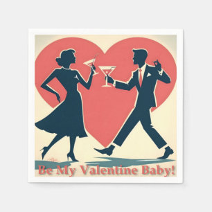 Serviette En Papier Mid Century Valentine moderne Hip Dancing Couple