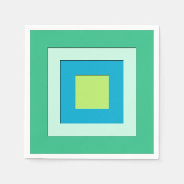 Serviette En Papier Midcentury layered squares - jade green (Devant)
