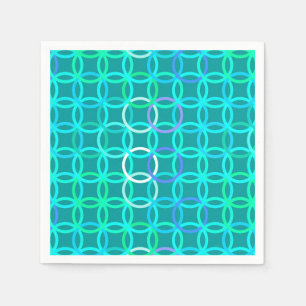 Serviette En Papier Midcentury Modern Circles, turquoise et aqua
