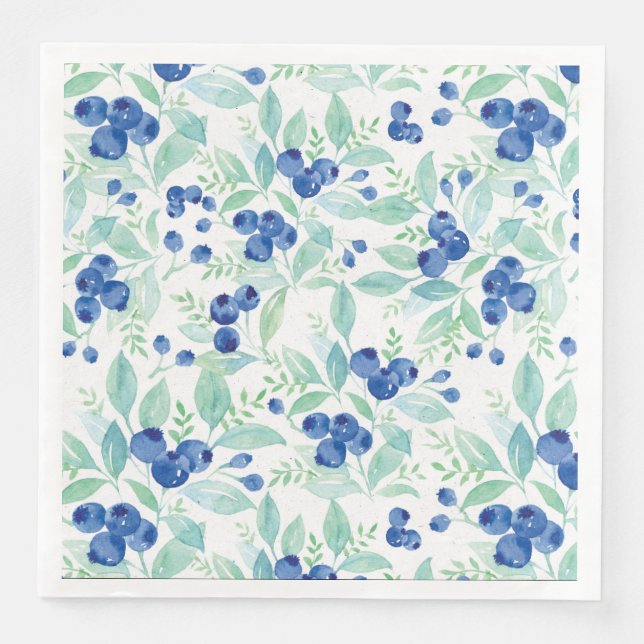 Serviette En Papier Midsummer Rustic Blueberry Berry Motif d'été (Devant)