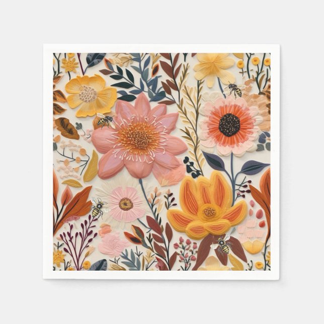 Serviette En Papier Miel abeille fleur sauvage vintage (Devant)