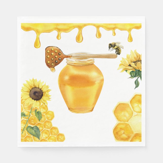 Serviette En Papier Miel Abeille Jaune Miel Baby shower Décor (Devant)