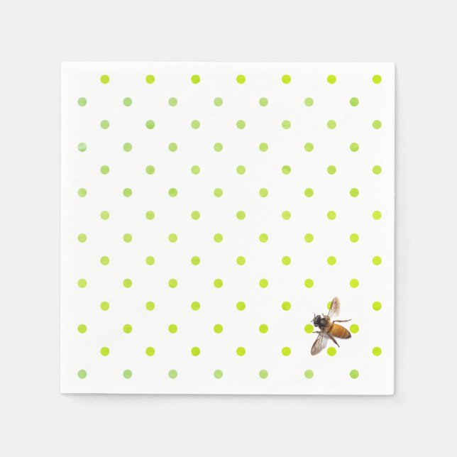 Serviette En Papier Miel Bee | motif à pois vert rétro (Devant)