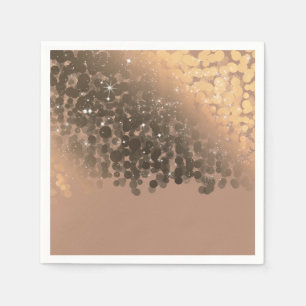 Serviette En Papier Miel Beige Champagne Doré Étincelle Lumières Fête