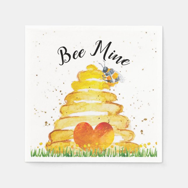 Serviette En Papier Mienne Abeille Saint-Valentin (Devant)