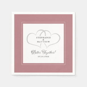 Serviette En Papier Mieux Ensemble Mariage Fiançailles Dusty Rose rose