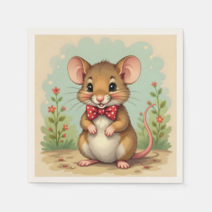 Serviette En Papier Mignon adorable petite souris avec cravate