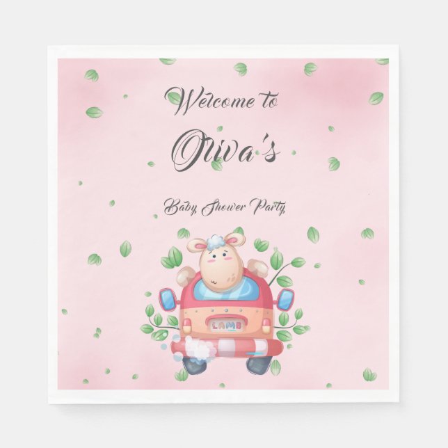 Serviette En Papier Mignon agneau bébé douche papier (Devant)