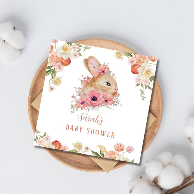 Serviette En Papier mignon baby shower floral rose pâle (Créateur téléchargé)