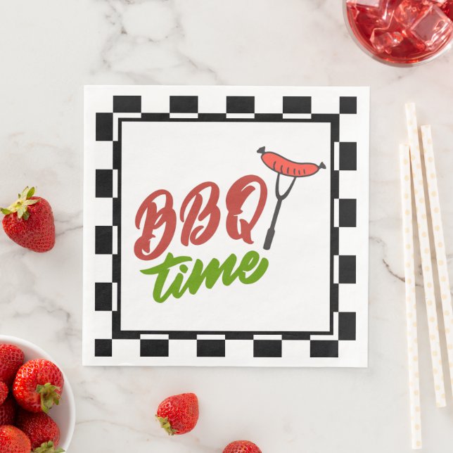Serviette En Papier mignon BBQ Time word art (En situation)