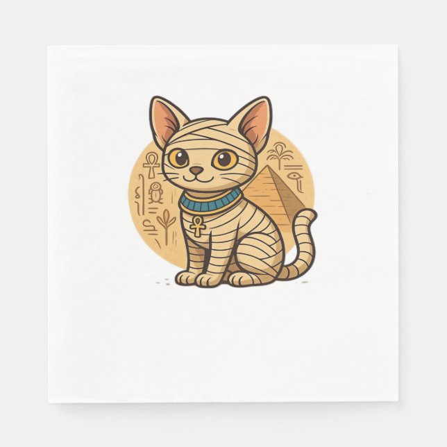 Serviette En Papier Mignon Chat Momie – Vêtement Oversize Art Égypte A (Devant)