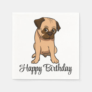 Serviette En Papier Mignon chiot cartoon carlin Joyeux Anniversaire Se