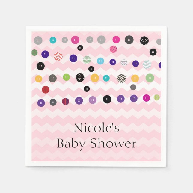 Serviette En Papier Mignon comme un bouton Fête de Baby Shower rose (Devant)