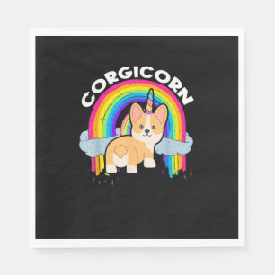 Serviette En Papier Mignon Corgicorne _ Licorne Arc-en-ciel _ T-shirt