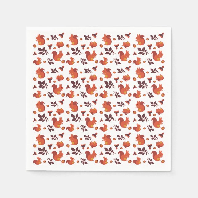 Serviette En Papier Mignon écureuil de forêt Motif d'automne (Devant)