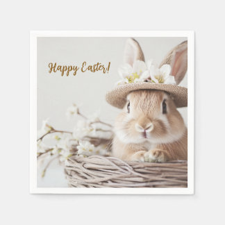 Serviette En Papier mignon et beau lapin dans un casquette dans un pan