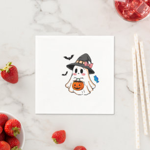 Serviette En Papier Mignon fantôme Halloween Kawaii dans un chapeau de