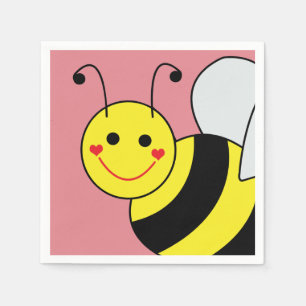 Serviette En Papier Mignon gaffez le rose d'abeille