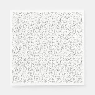 Serviette En Papier mignon motif de chat de yoga sur fond blanc