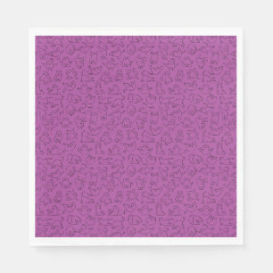 Serviette En Papier mignon motif de chat de yoga sur fond violet