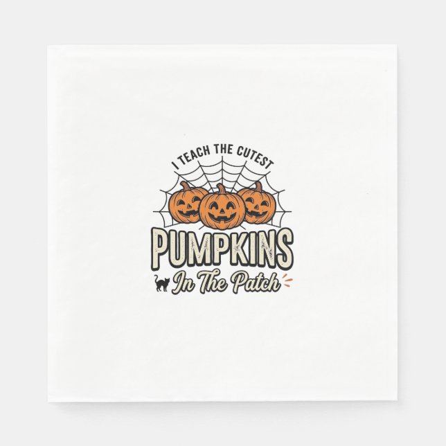 Serviette En Papier Mignon professeur de citrouille dessin Halloween_1 (Devant)