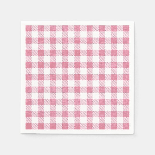 Serviette En Papier Mignon Simple Fille Élégant Rose Gingham Carreau  (Devant)