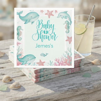 Serviette En Papier Mignon sous l'eau aquarelle océan Baby Shower