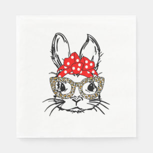 Serviette En Papier Mignonette Empreinte de léopard Visage Bandana Rou